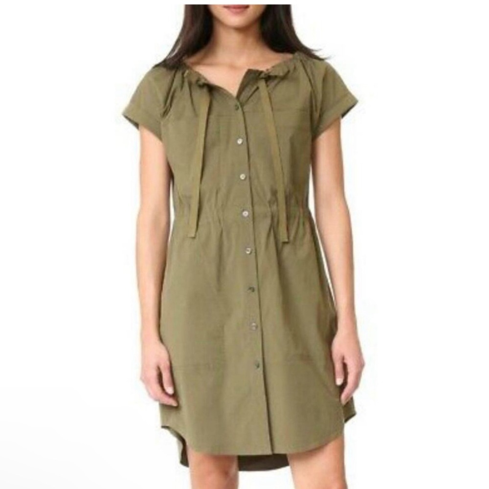 Theory Laela Shirt Dress in Olive Green